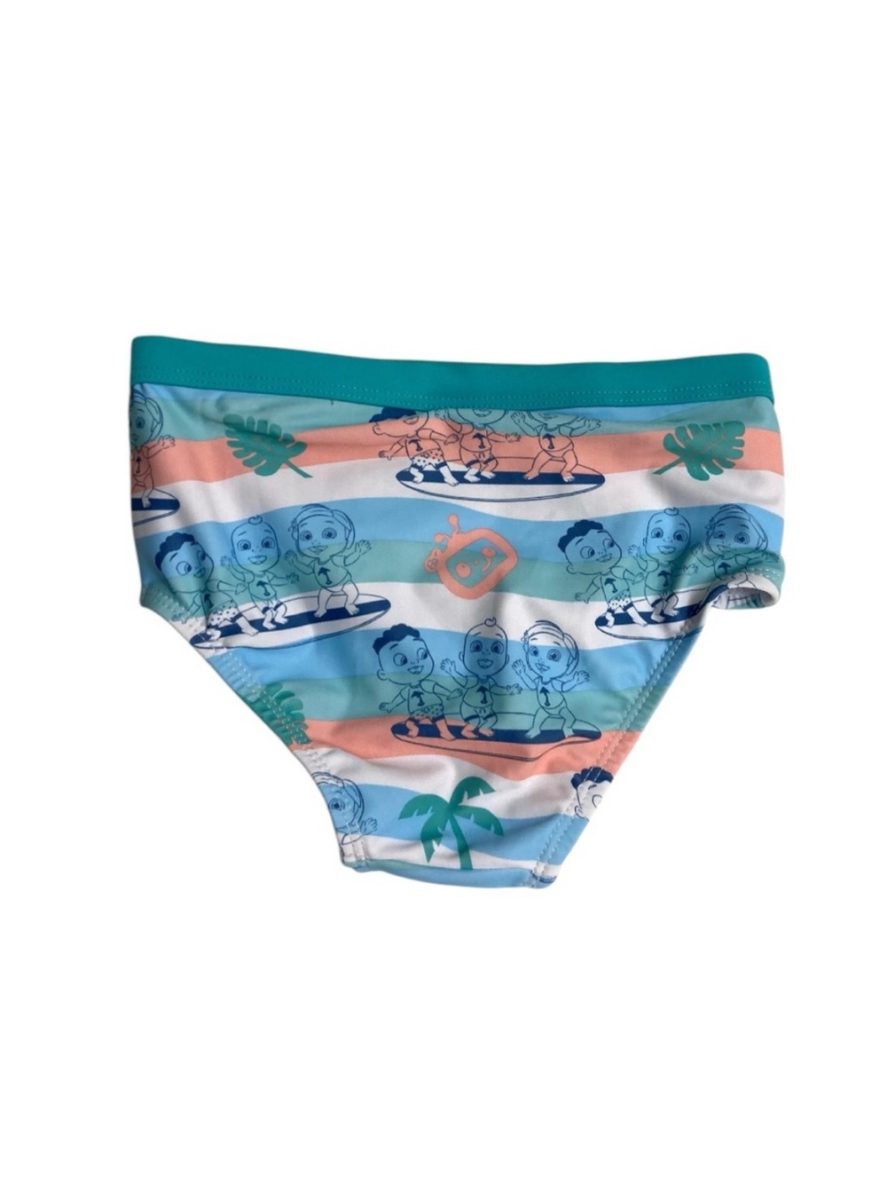 CoComelon' Long-Sleeve Swim Rashguard Character Set in Aqua & Coral Stripe - Picture 8 of 16